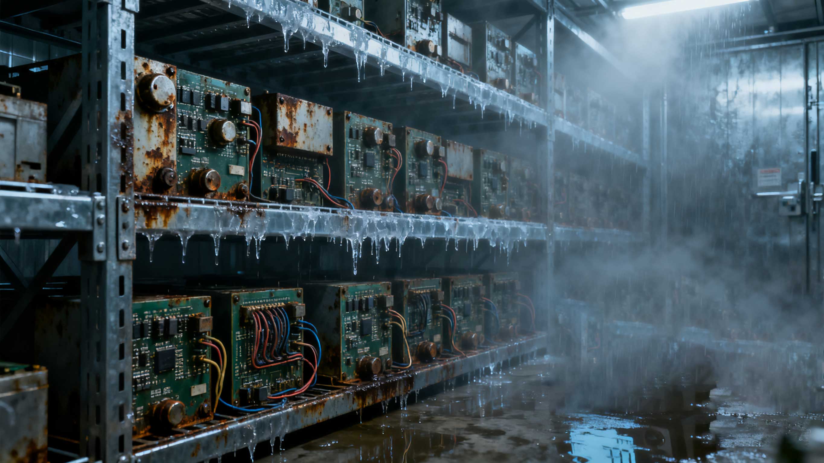 Rusty metal parts of electronic components